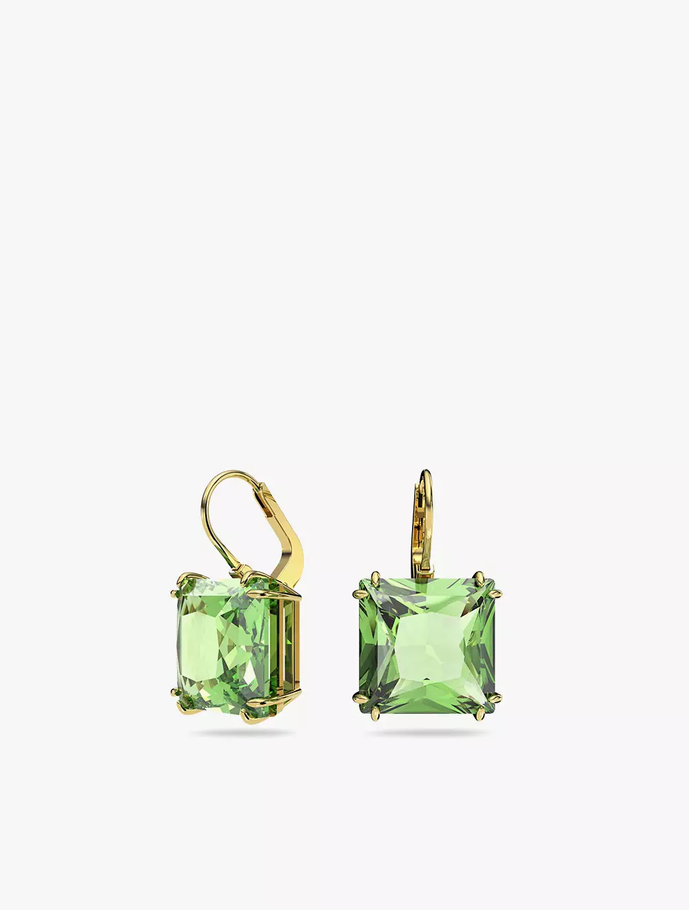 Millenia Drop Earrings, Square Cut, Green, Gold-Tone Plated - Green