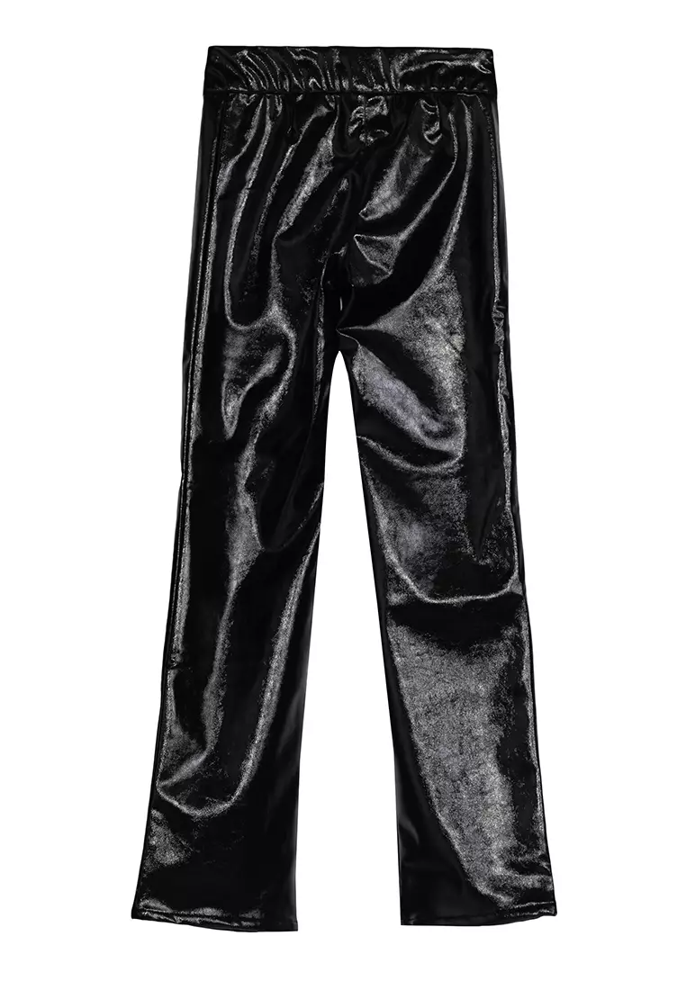 Low Waist Straight Leg Faux Leather Trousers