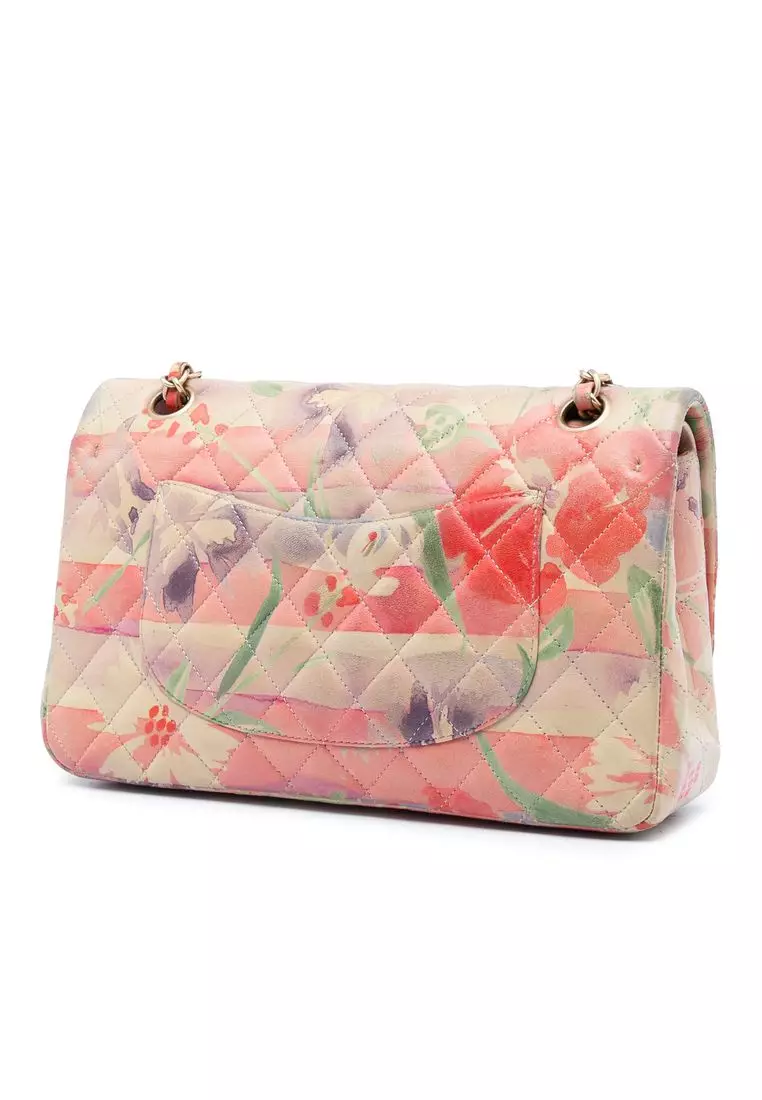 Pre-Loved Chanel Medium Classic Lambskin Tropical Flower Print Double Flap