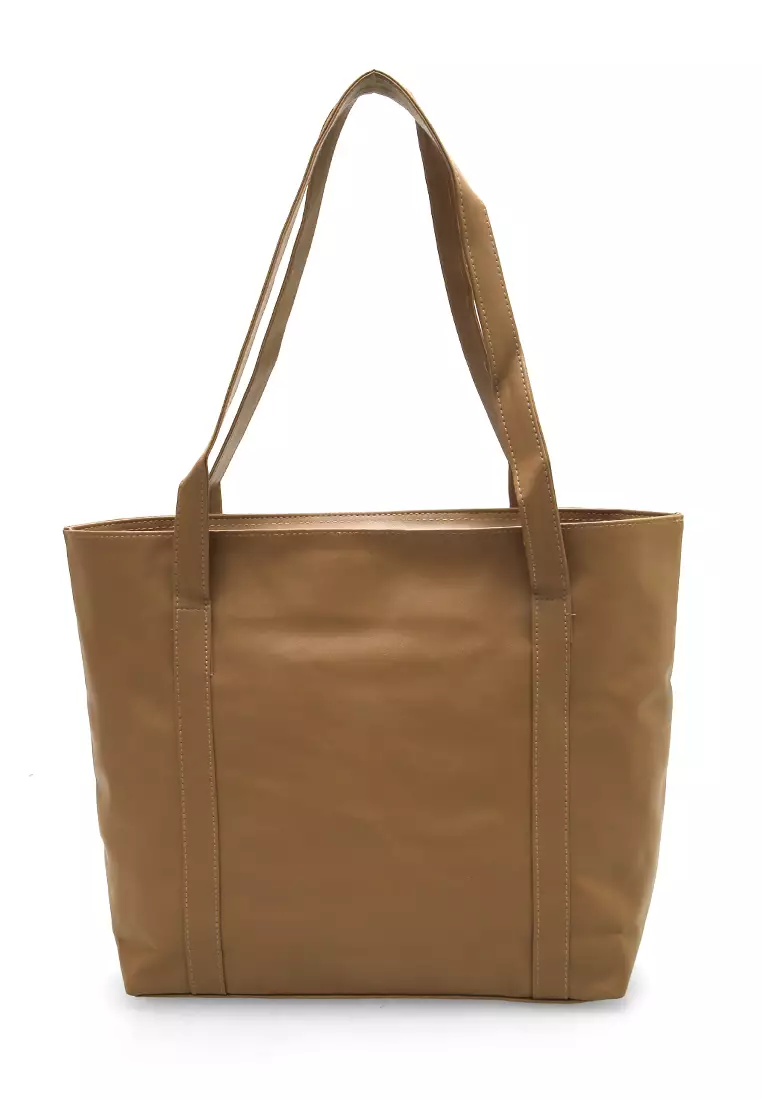 Nina ToteBag Bahan Sintetis Import Design Simple And High Quality - Mocca