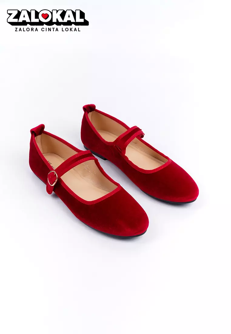 Blow Lensi Velvet Mary Jane Flats Shoes BLWF 0014