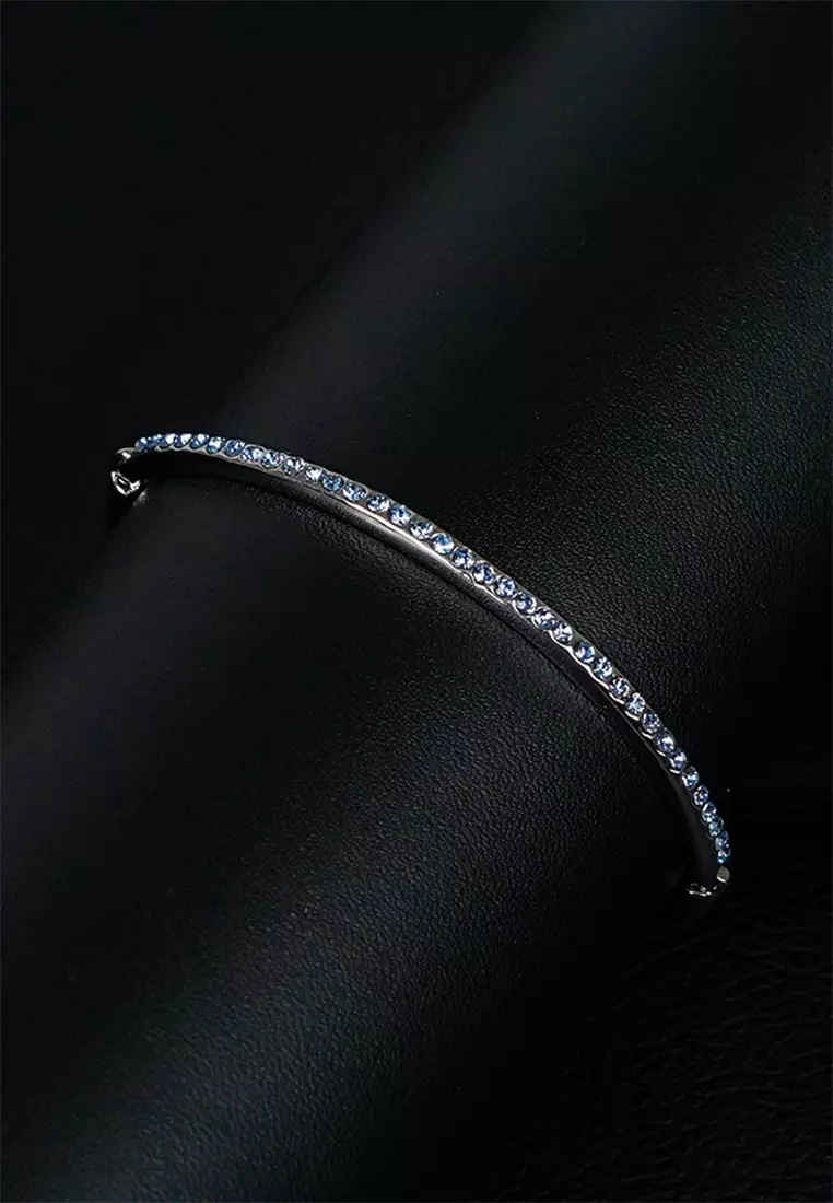 Elegant Bangle with Blue Austrian Element Crystals