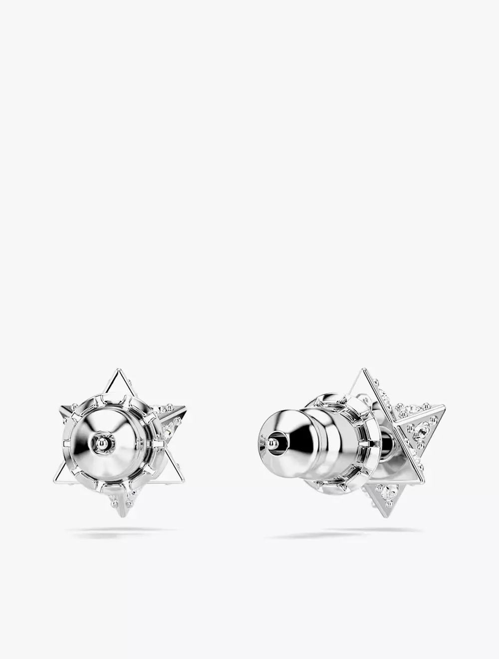 Dextera Stud Earrings, Round Cut, Star, White, Rhodium Plated