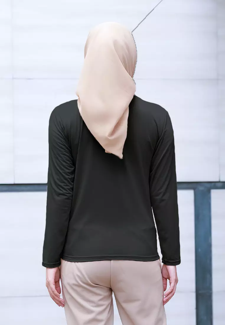 Cotton Bee - Manset Lengan Panjang Aneisha Inner Rayon - Black - XL 