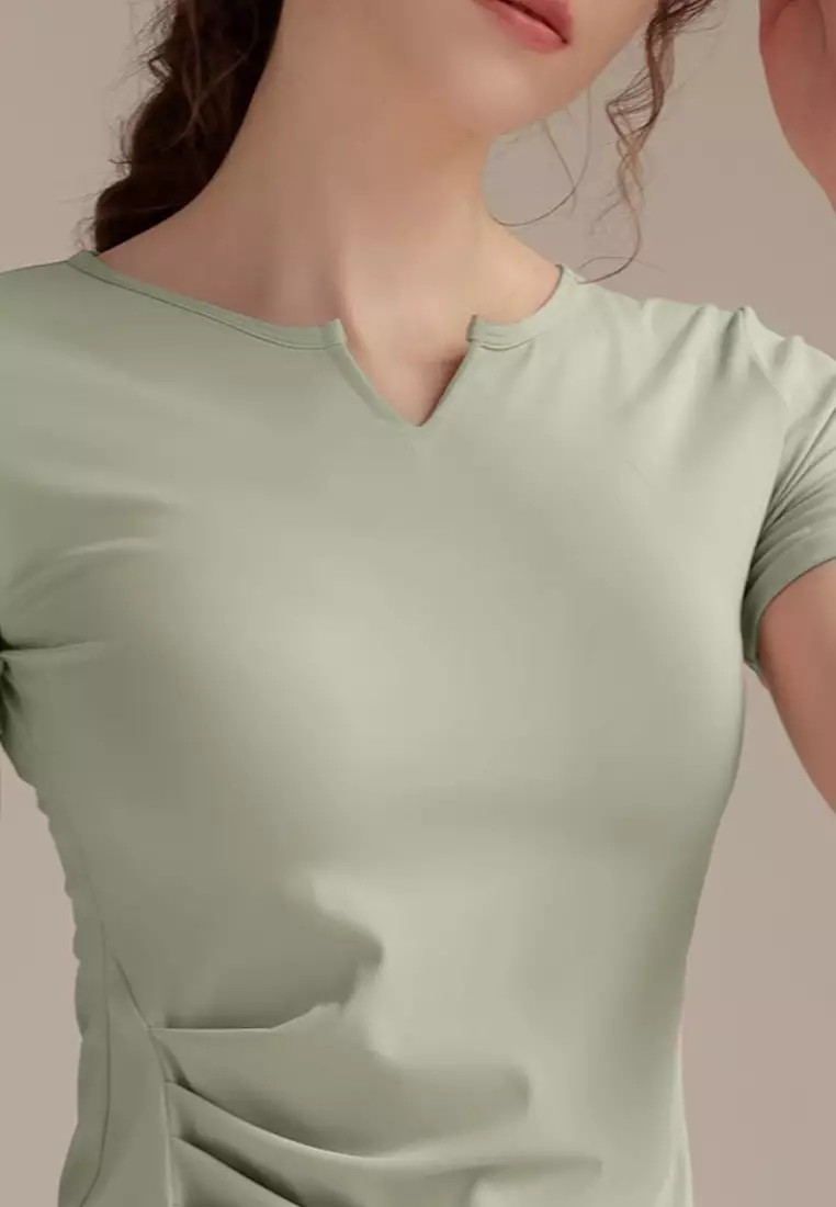 Aeries Top Sport Shirt – Breathable & Stretchable Workout Tee Women V-Neck Short Sleeve Workout Gym Fitness