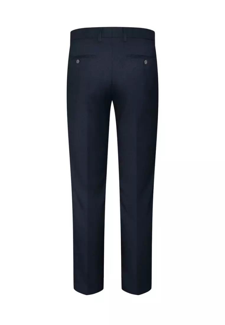 Multi-Way Stretch Smart Fit Plain Weave Suit Pants with Elastic Waist Band
