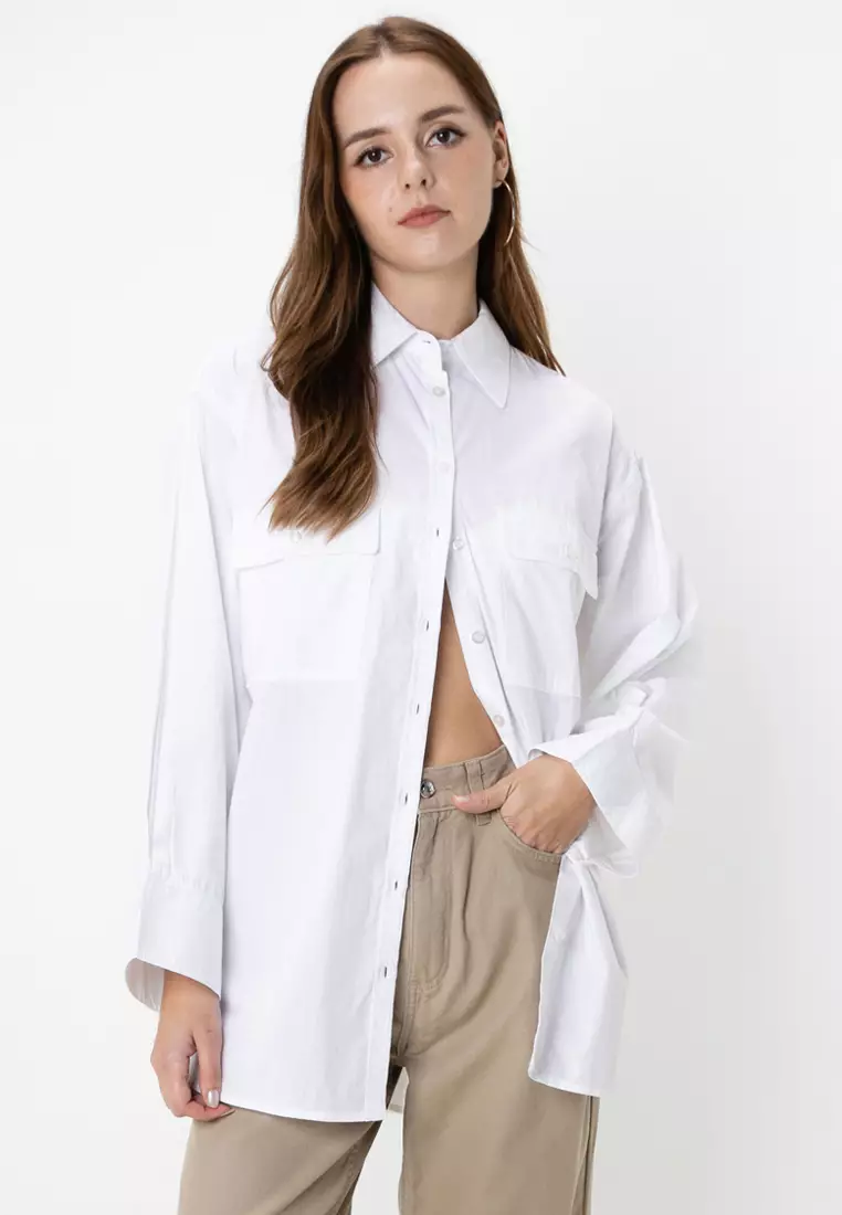 Jual ASOS Design Oversized Shirt with Wide Cuff Detail Original