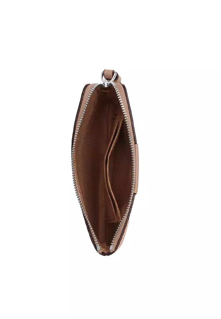 Corner Zip Wristlet In Signature Canvas With Stripe Sand/Taupe CW854