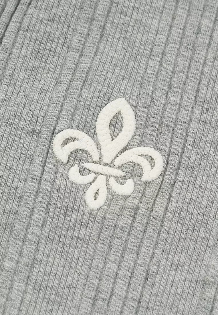 女裝鳶尾花 LOGO 暗紋提花短版長袖 POLO 衫