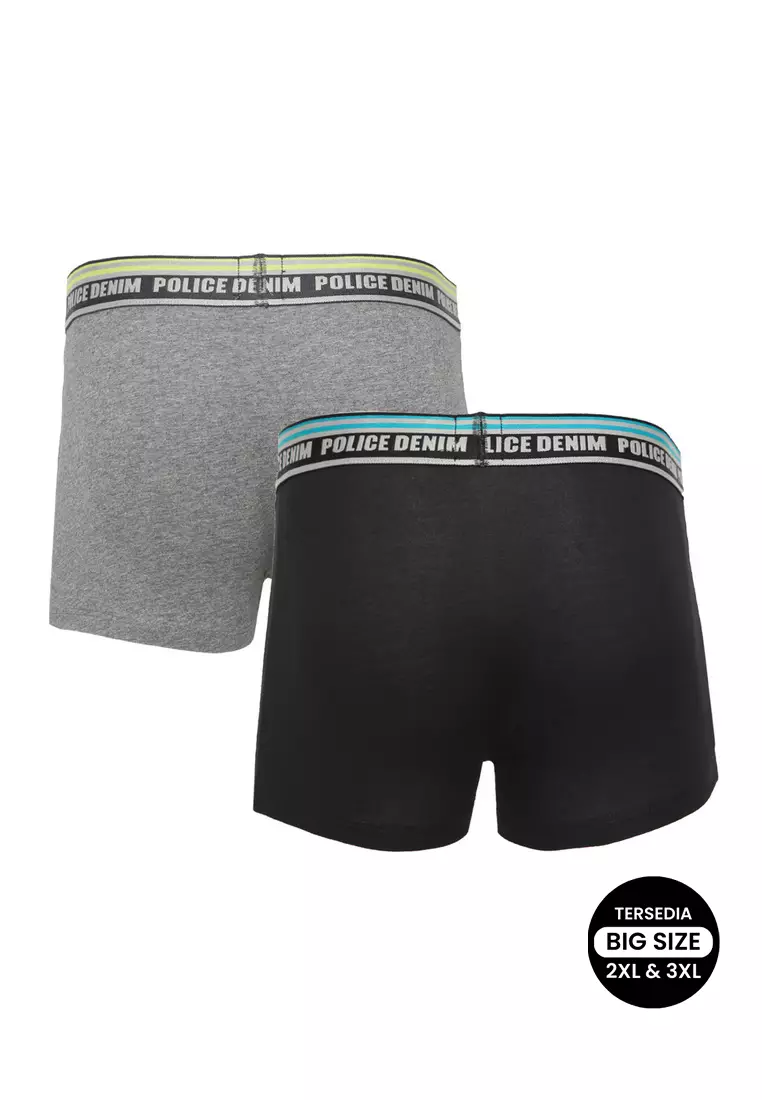 POLICE Celana Dalam Boxer Cotton Spandex Premium Pria Big Size