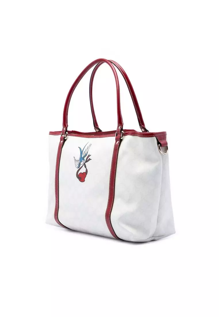 Pre-Loved Gucci Medium Gg Supreme Tattoo Heart Joy Tote