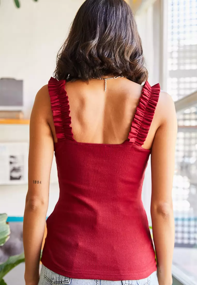 Strap Frilly Lycra Camisole Blouse