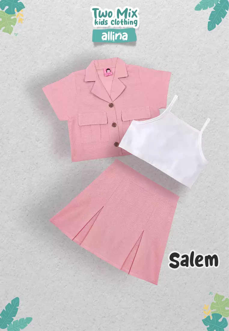 Two Mix - Setelan Rok Anak Perempuan- Allina Set Rompi Anak Cewek 1-6 Tahun 4370b Salem