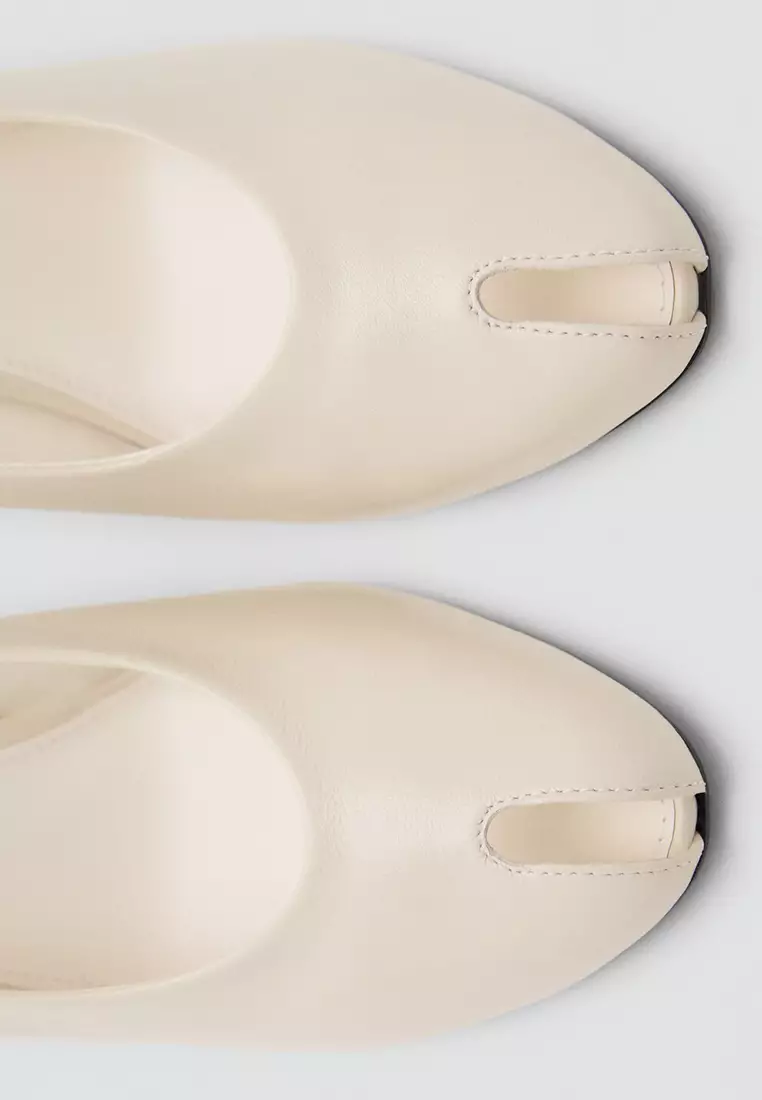 Leather Peep-Toe Heels