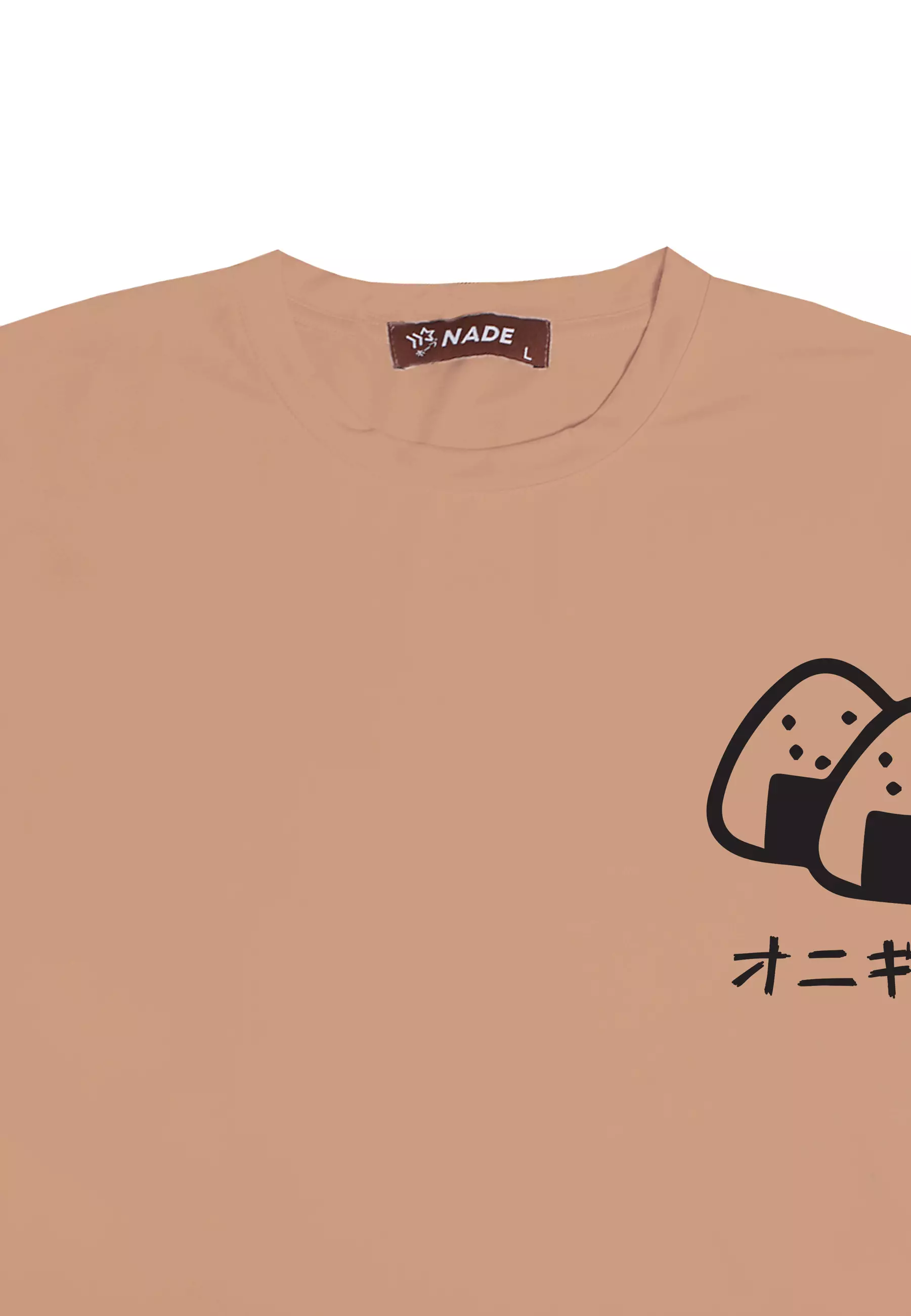 NTD26 kaos ringan anti kusut stretch cepat kering body fit pria Nade onigiri coklat muda khaki