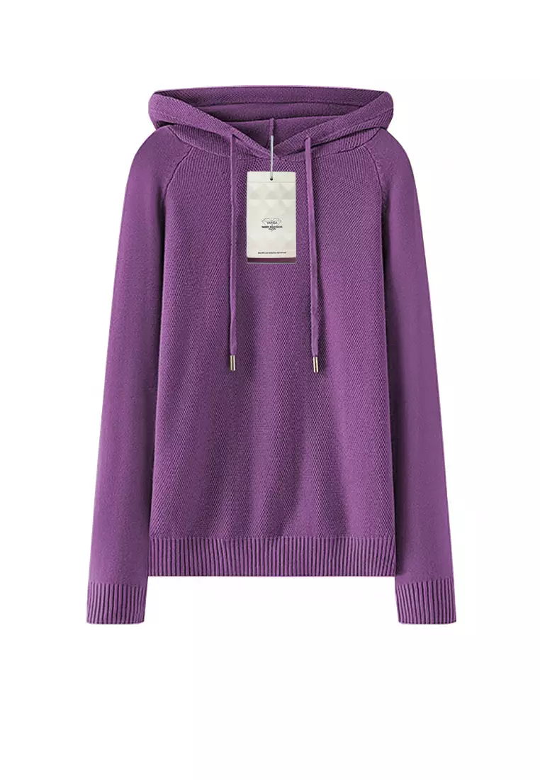 VANSASolid Color Hooded Knitted Sweater VCW-Kw-05232