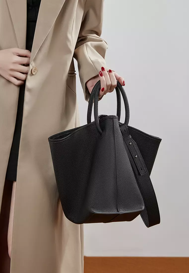 Minimal Style Top Grain Cowhide Bucket Bag QSL3297