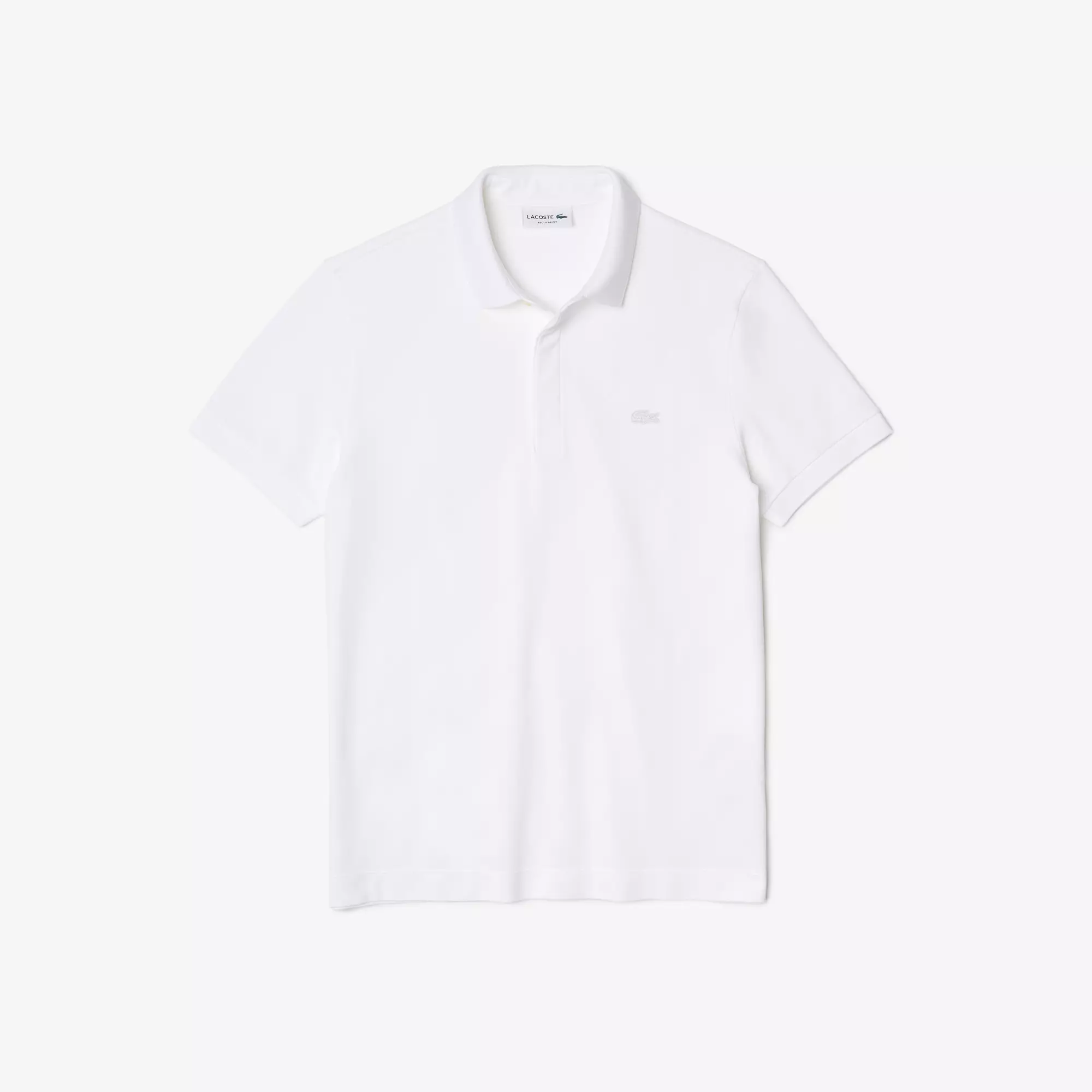 Men's Lacoste Paris Polo Shirt Regular Fit Stretch Cotton Piqué - White
