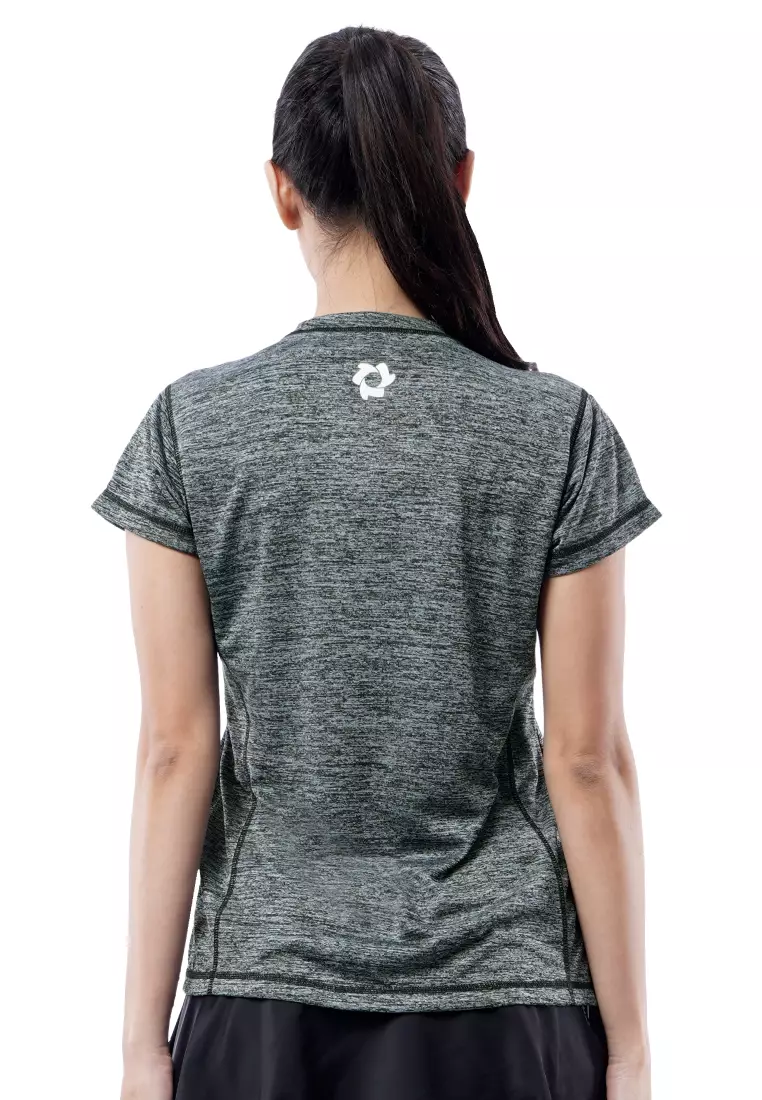 Tiento Baju Kaos Dry Fit Running Sport Women Pakaian Olahraga Gym Lari Senam Wanita Lengan Pendek Two Tone Grey
