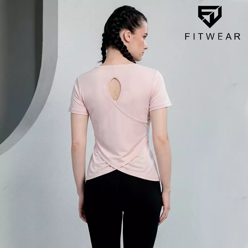 Fitwear Kaos Regular Fit Olahraga Wanita SYDNEY CROSSBACK CUTOUT - PEACHY