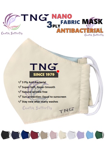 Cantik Butterfly yellow TNG 3 Ply Antibacterial Nano Fabric Mask Reusable (Cream) Set of 5 81C96ES41EDF4AGS_1