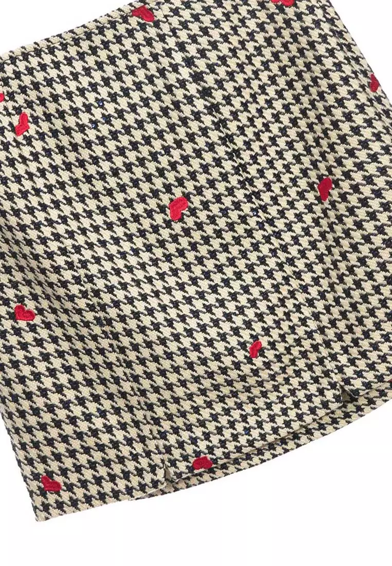 All Over Heart Embroidered Corset Waist Band Skirt