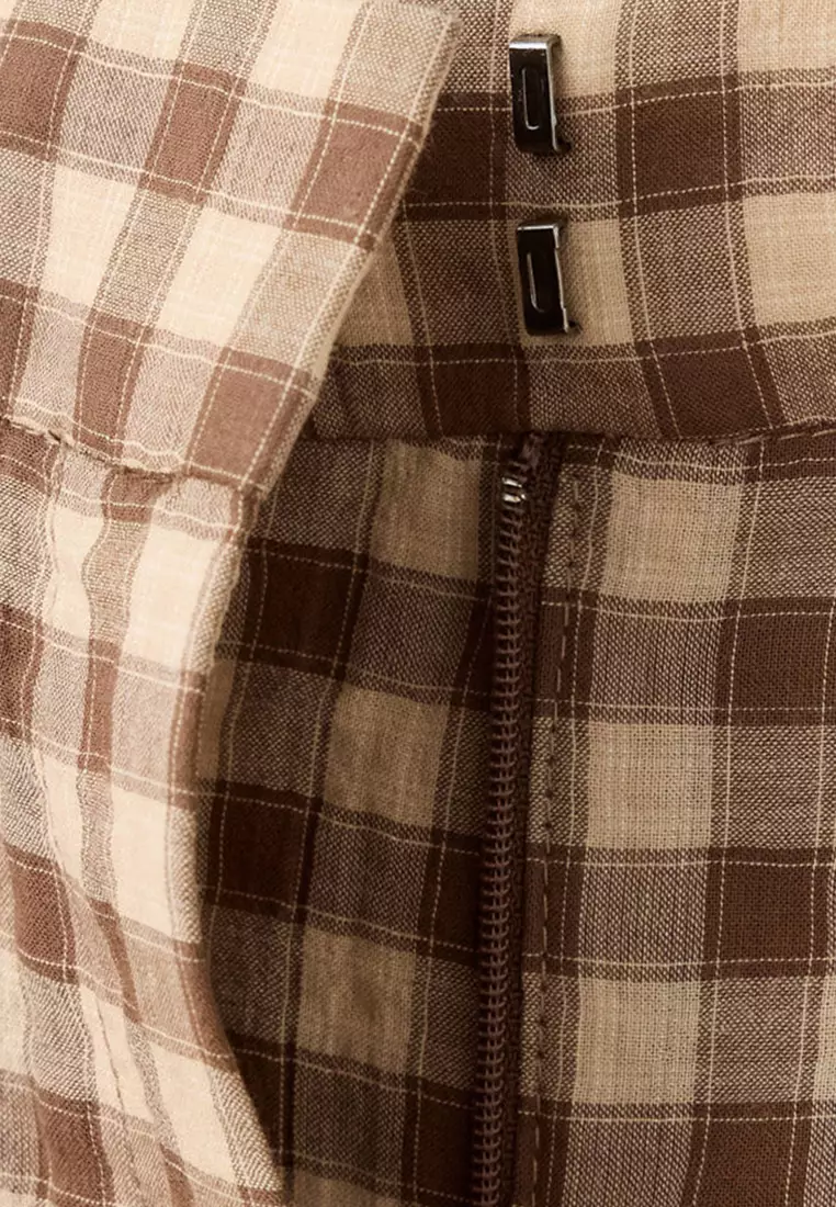 Straight-Leg Gingham Trousers