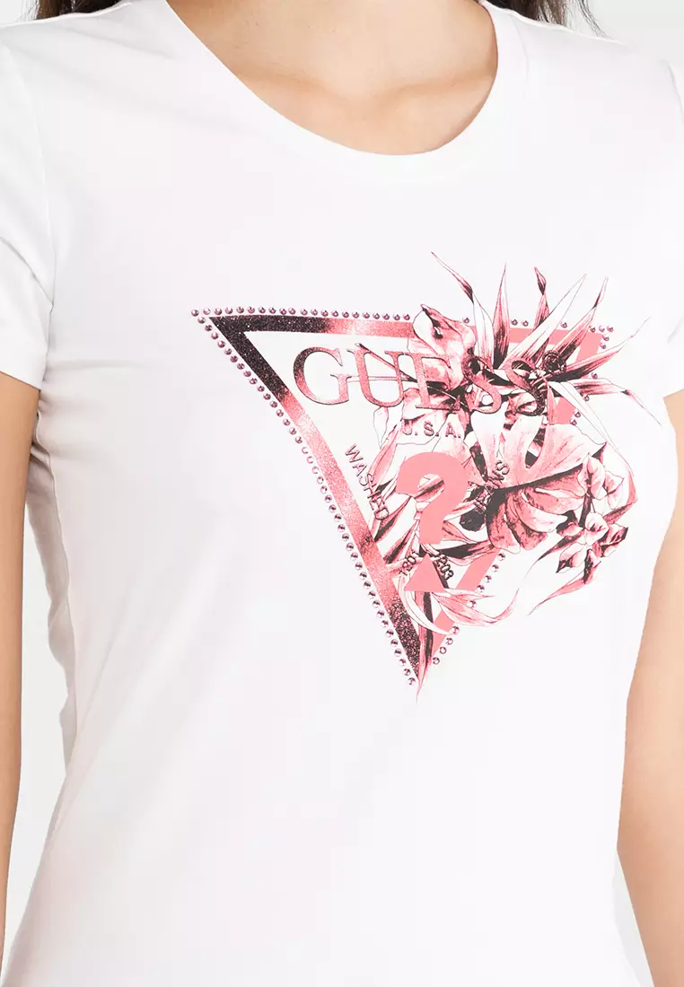 Guess Flower Triangle Tee 2023 Buy Guess Online ZALORA Hong Kong