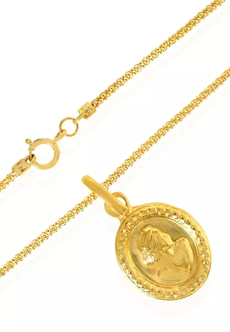 Buy DS Jewelry 18KYG Popcorn Chain With Pendant 2024 Online ZALORA