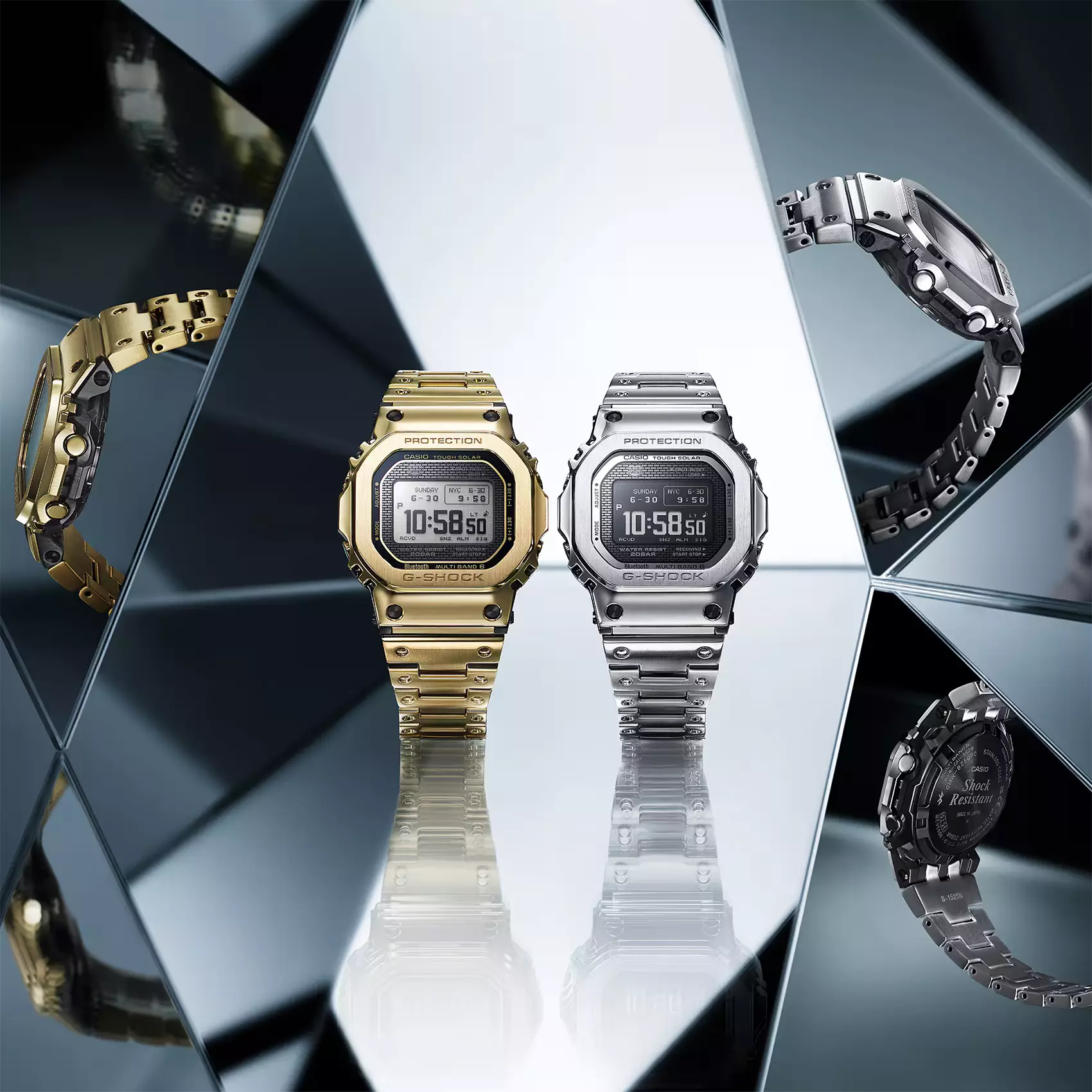 Casio G-Shock JDM Watch - Jam Tangan Digital Pria - All Silver Stainless Steel - GMW-BZ5000D-1D