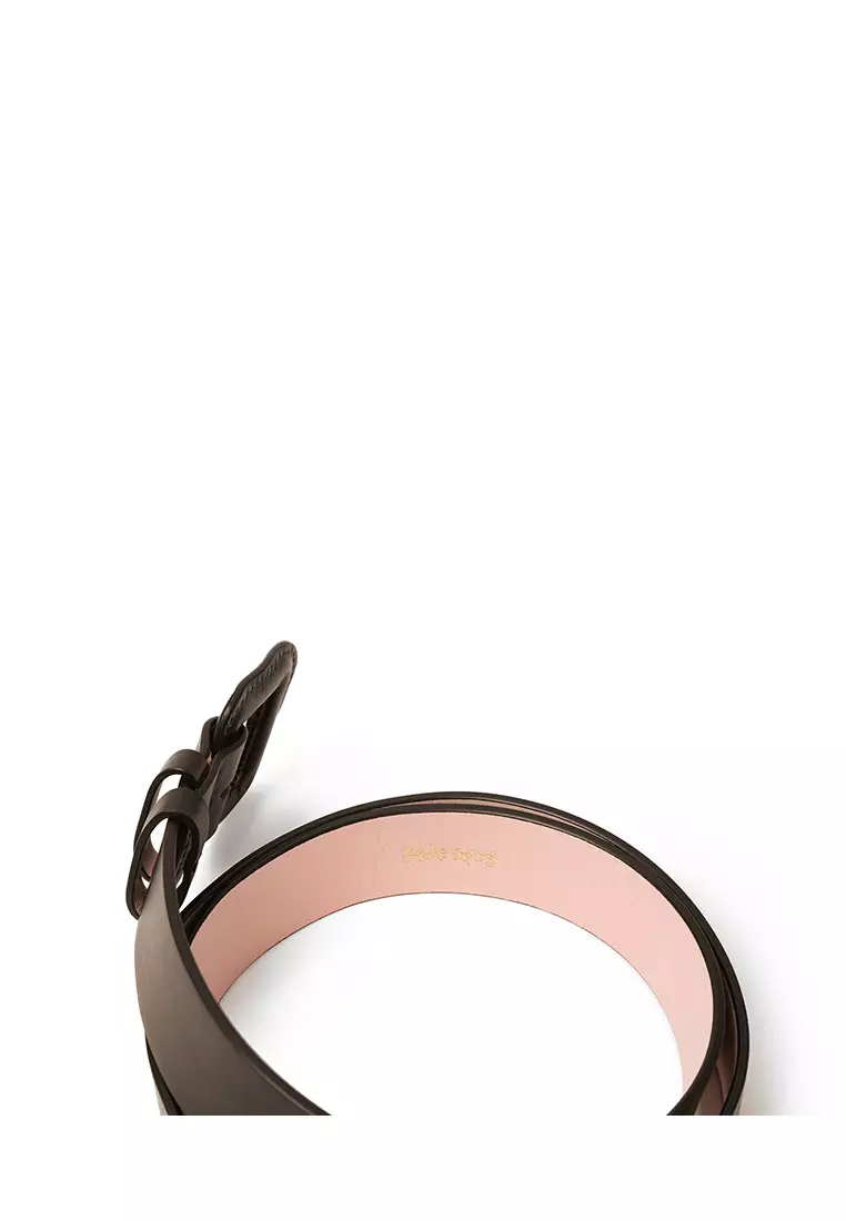 Leather Padded Square Buckle Belt - Cacao