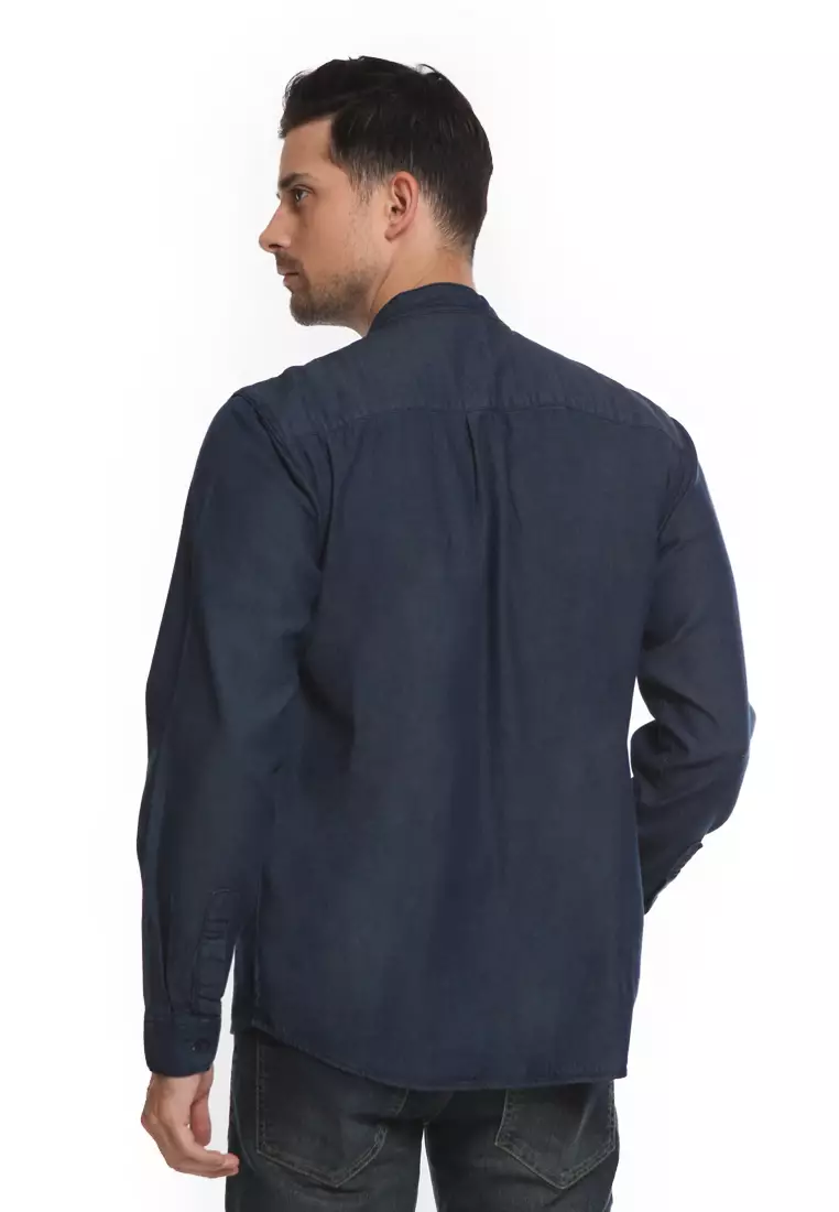 Kemeja Denim Kerah Mandarin KB L/S Navy 182311