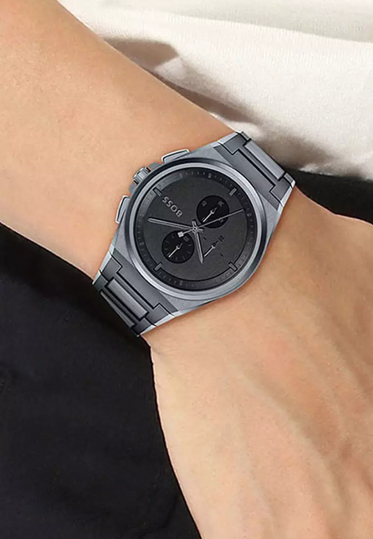 Boss chronograph bracelet discount watch in grey