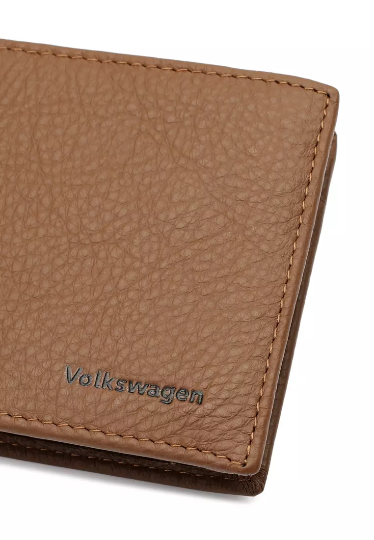 Men's RFID Genuine Leather Bi Fold Center Flap Short Wallet With Coin Compartment