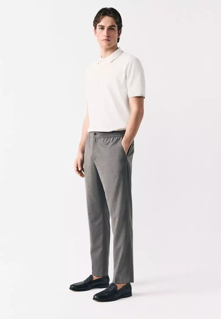 Short Sleeve Textured Quarter Zip Polo Shirts