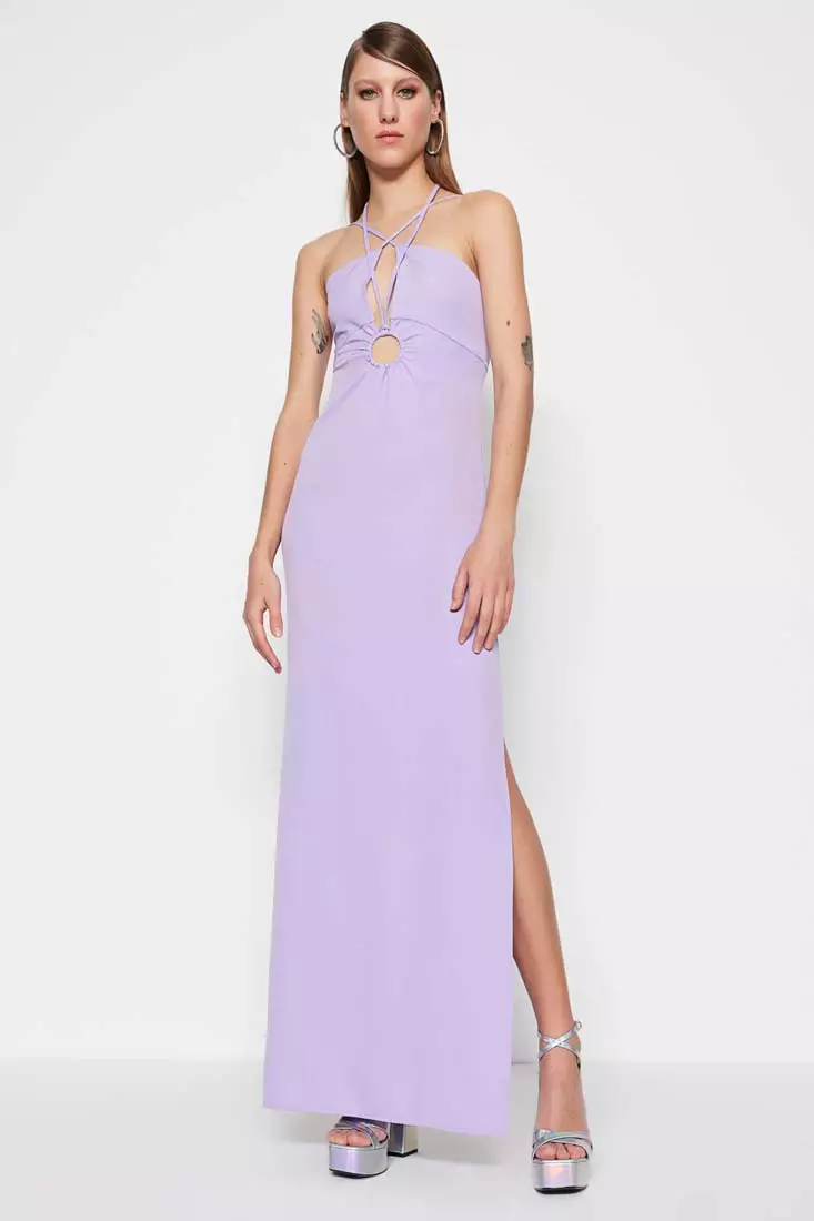 Purple flowy clearance dress