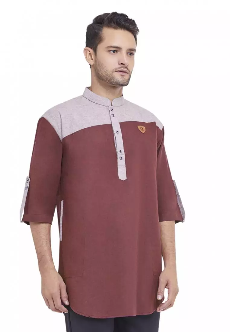 Zayidan Baju Koko Gamis Muslim Pria Mirza - Maroon