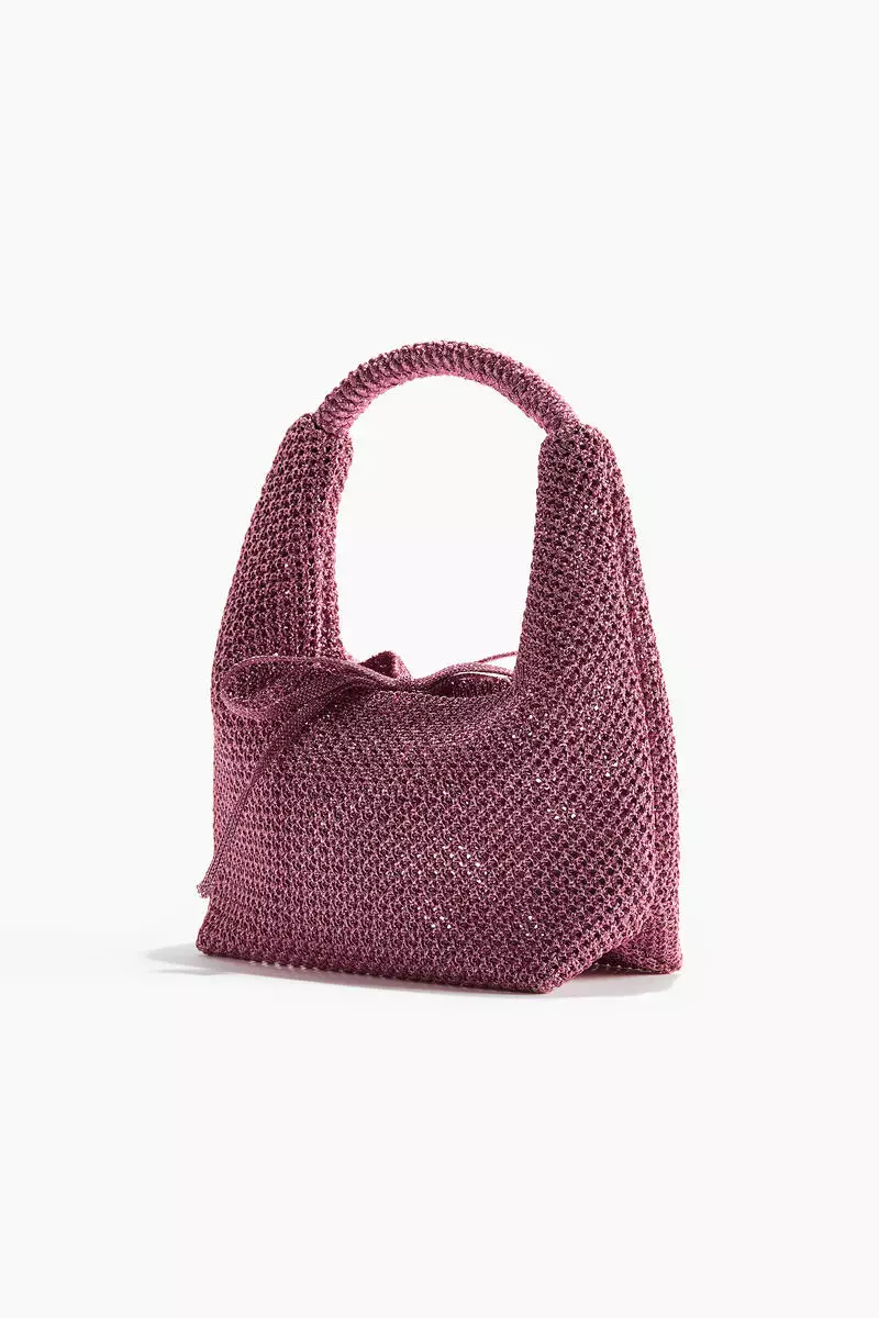 Glittery hole-knit handbag