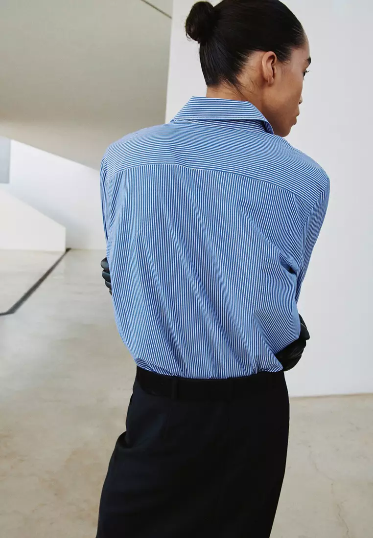 Cotton & Lyocell Blend Straight Shirt