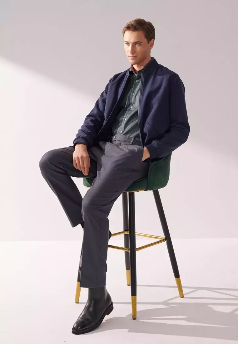 Denim Regular-Fit Stretch Casual Pants