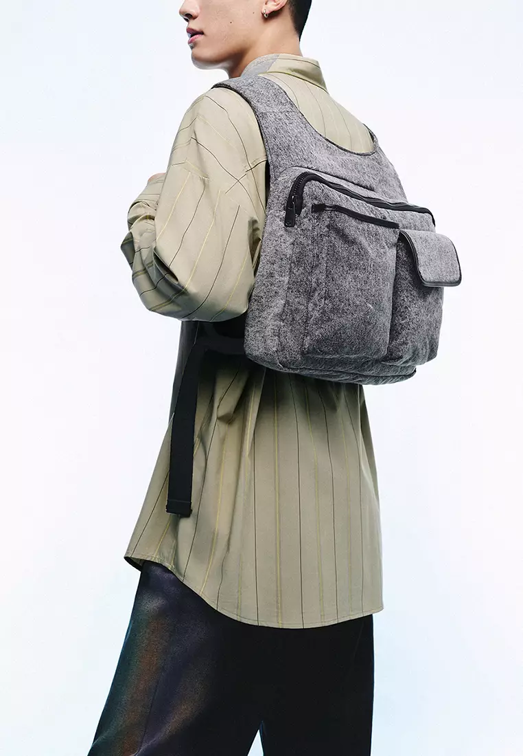 落肩袖宽松型开襟衬衫