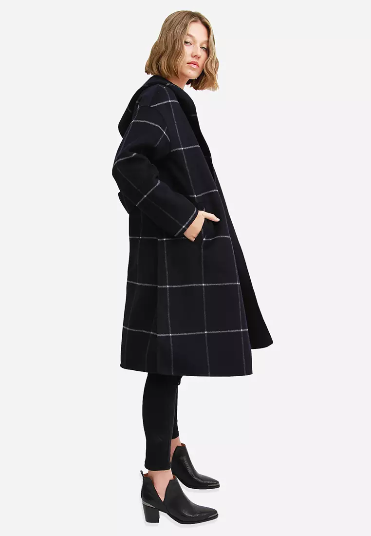 Wool blend hooded coat shop