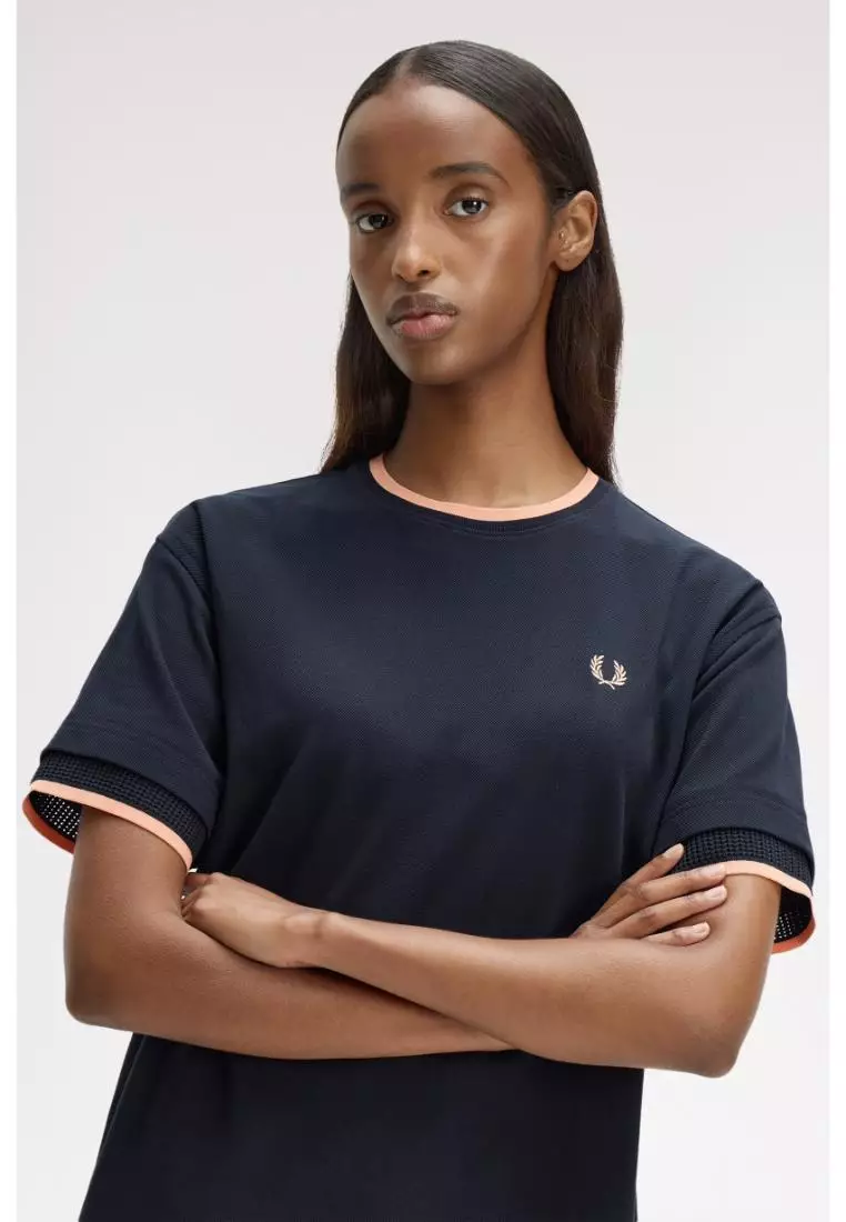 Fred Perry G2191 Tipped Mesh Pique T-Shirt (Navy)