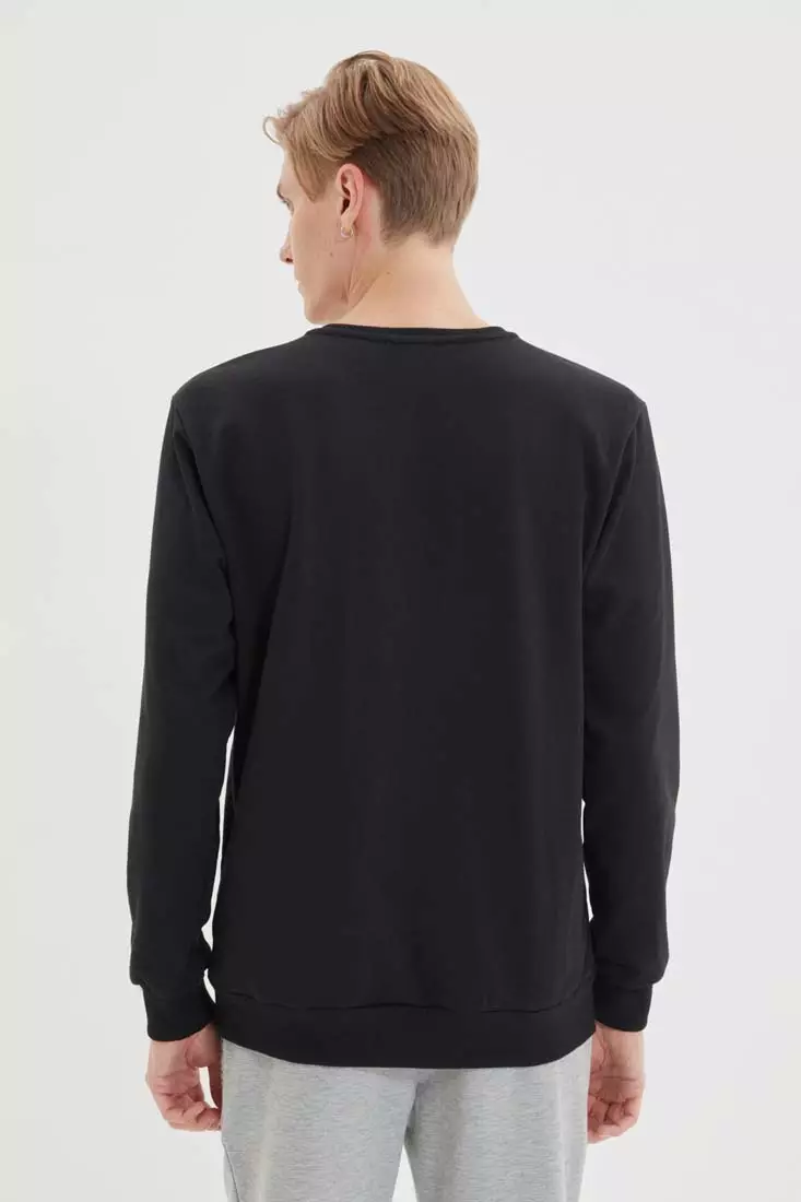 Mens black cotton clearance crew neck sweater