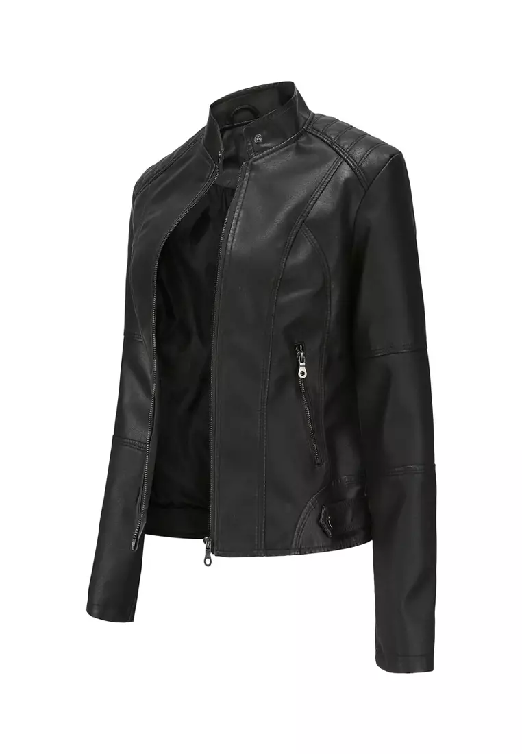 Slim Faux Leather Jacket AD-N767