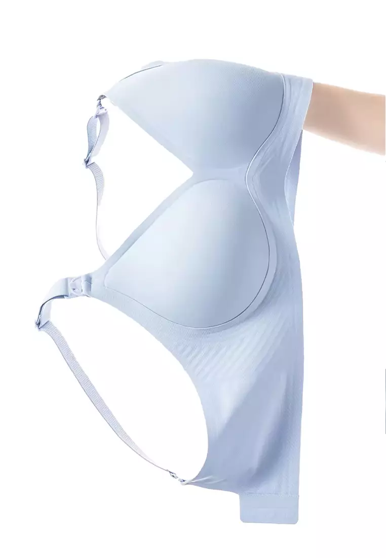 Light Blue 3D Water Drop Cup Antibacterial Seamless Nursing Bra