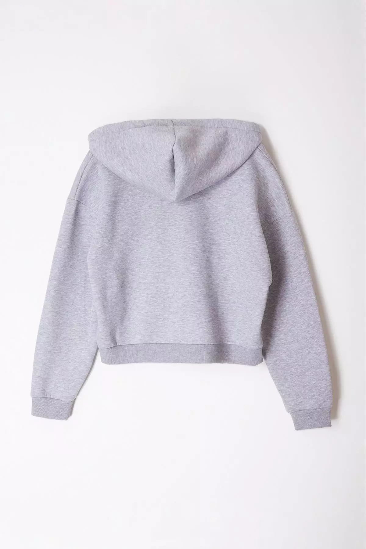 Gray Deep V Neck Crop Top With Polar Fleece Inside Knitted Plus Size Sweatshirt Tbbaw25Ao00006