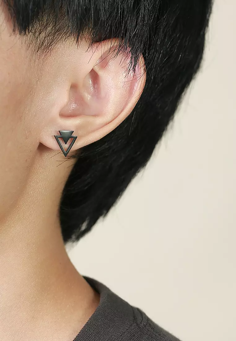 Unisex Stainless Steel Double Triangle Earrings JW QX-352