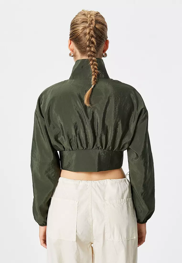 Stand Up Collar Crop Parachute Jacket