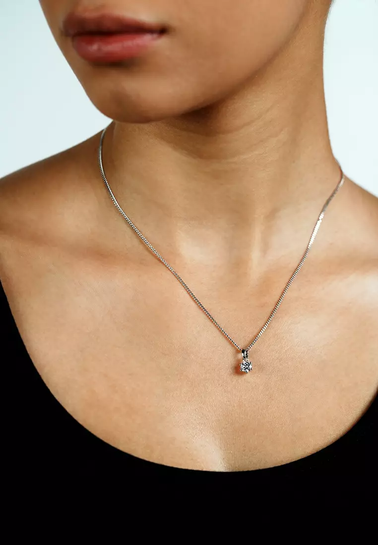 0.50ct Six-Prong Lab Grown Diamond D/E-VVS/VS Solitaire Pendant Necklace in 18K White Gold
